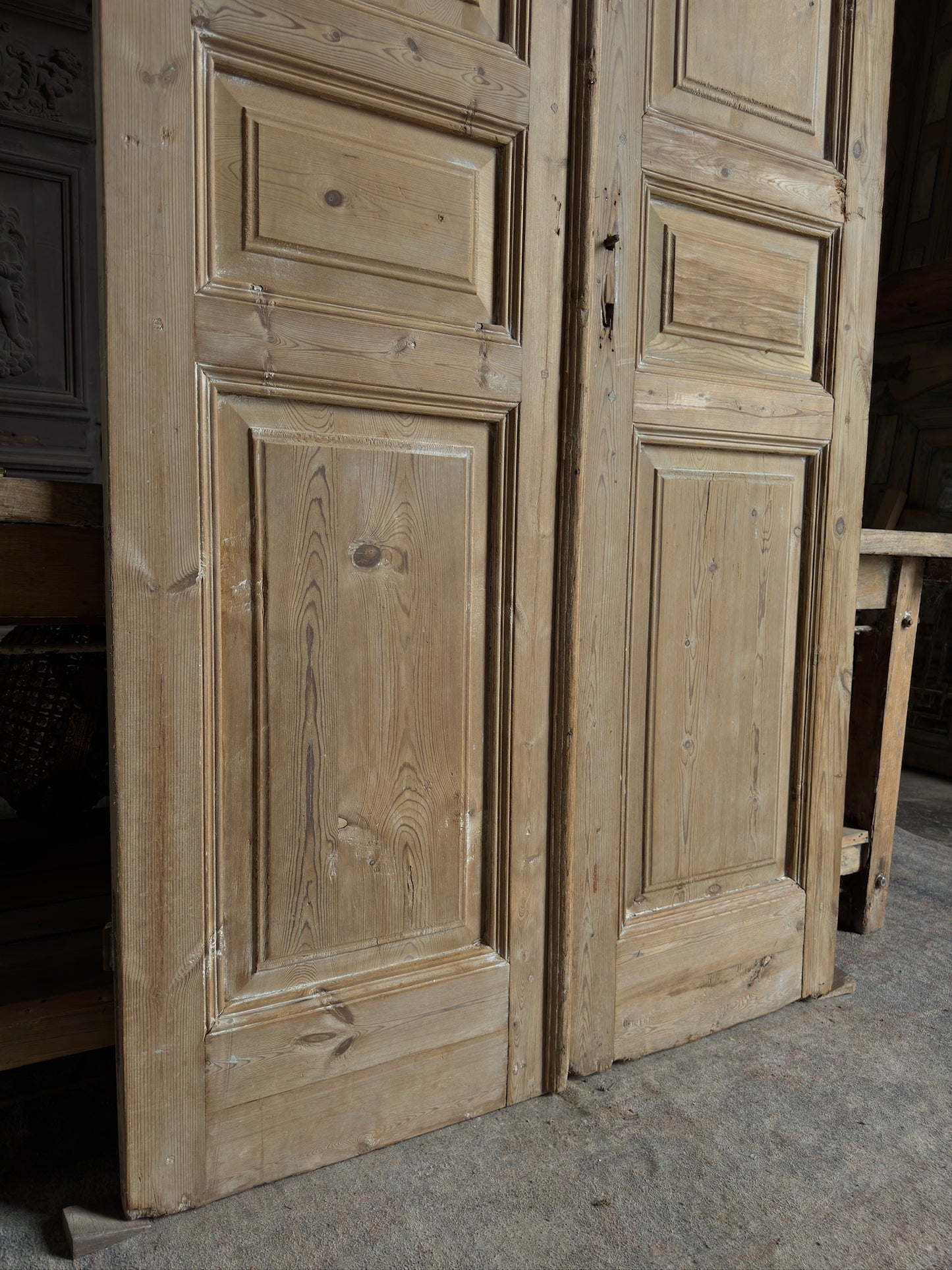 3 Panel Antique Solid French Doors - 43.75x101.5 K144