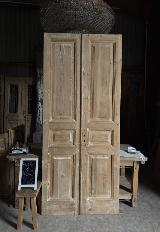 3 Panel Antique Solid French Doors - 42.5x98.75 J422