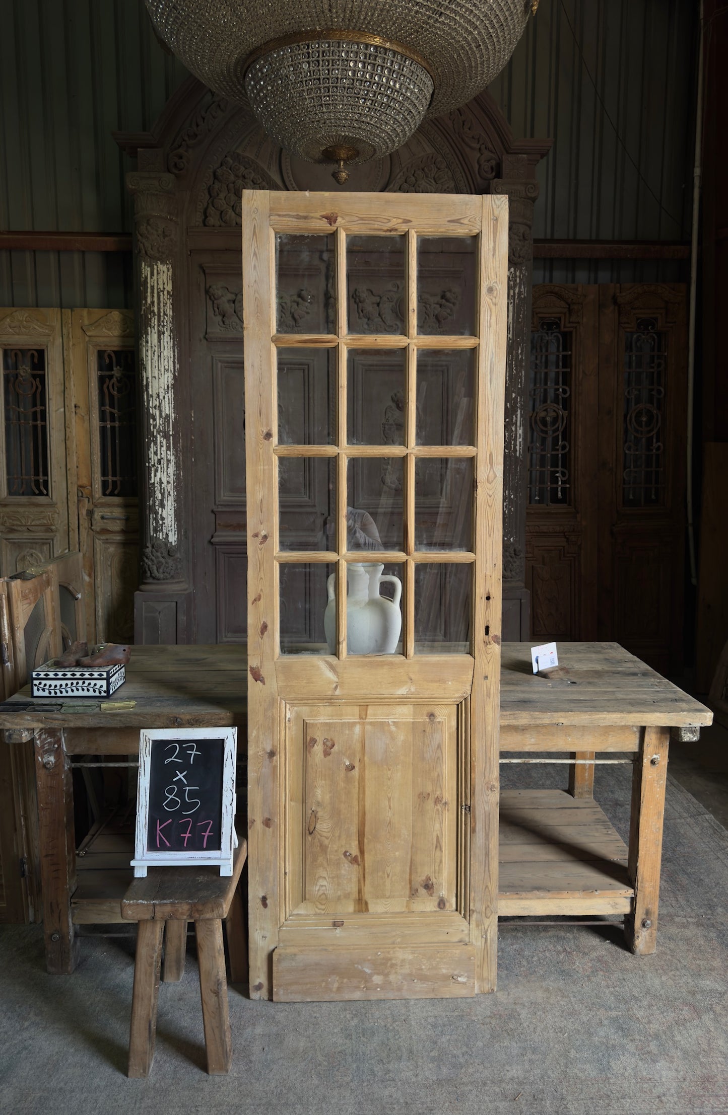 Antique 12 Lite Glass Single Door - 27x85 K77