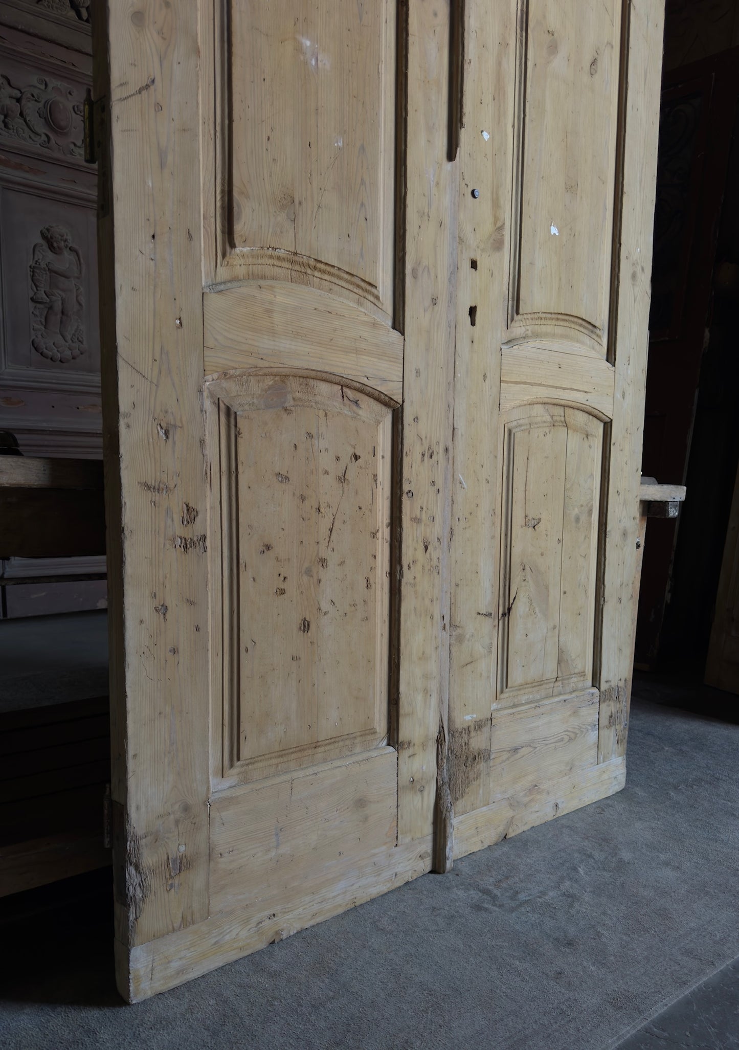 2 Panel Antique Solid French Doors - 52.5x91.5 - L321