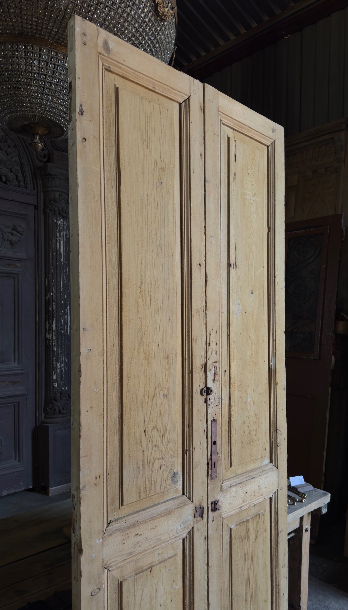 2 Panel Antique Solid French Doors - 40x98 - L331