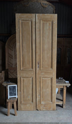 Raised Molding 2 Panel Antique Solid French Doors - 44x106.5 - L391