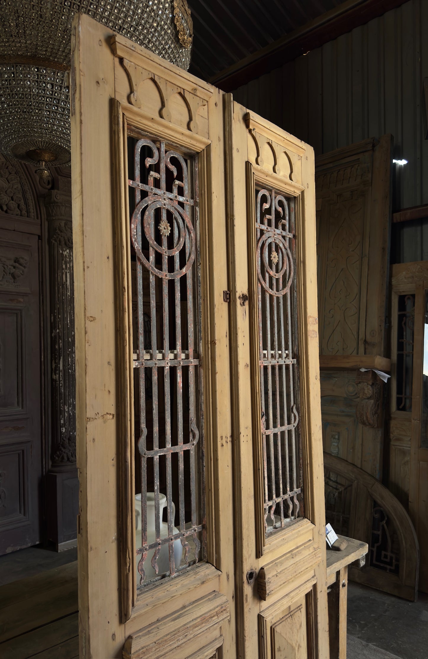 19th Century Antique Iron French Doors - 43x99 K393