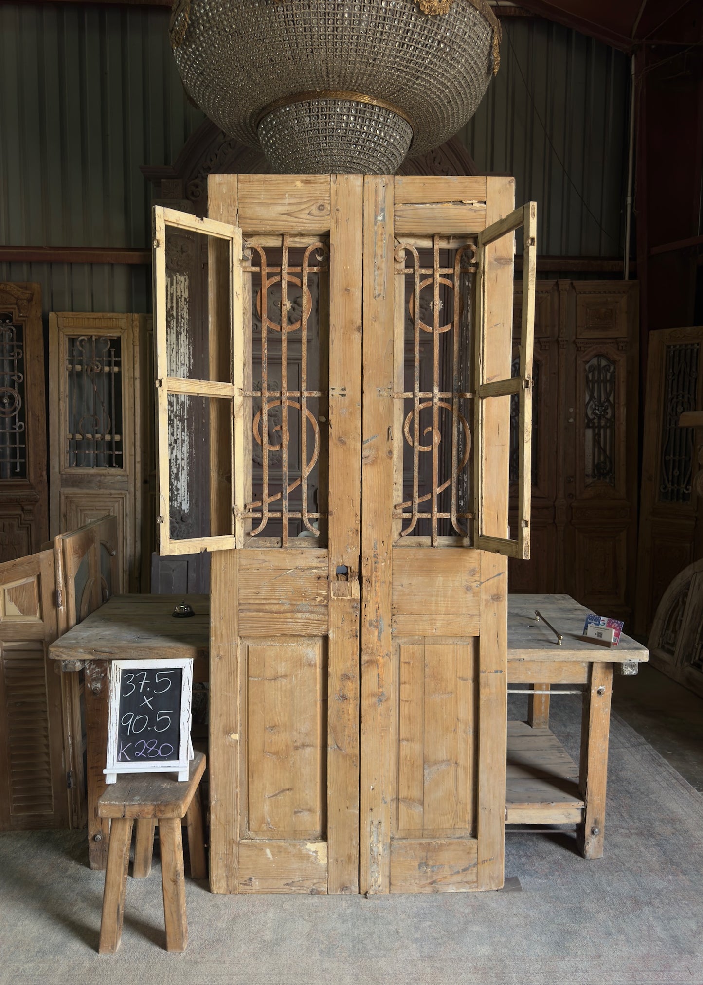 19th Century Antique Iron French Doors - 37.5x90.5 K280