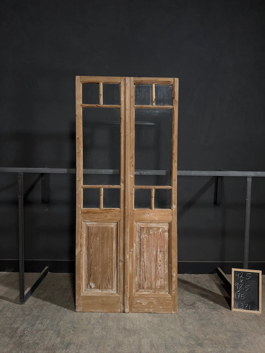 Antique Glass 4 Lite French Doors - 42.5x98.5 - N371