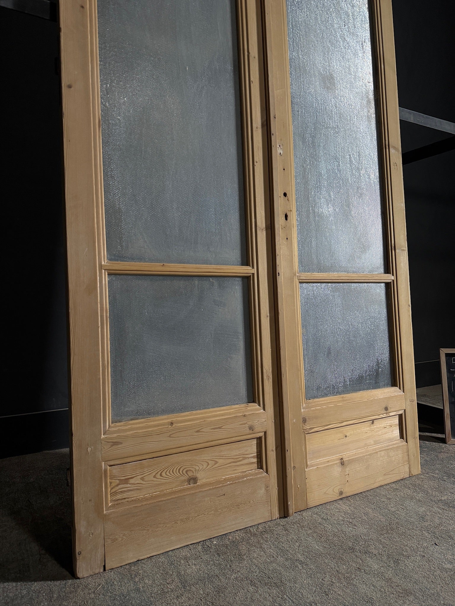 Antique Obscured Glass 2 Lite French Doors - 51.75x104.5 - N476