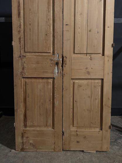 Antique Carved 3 Panel Double Doors - 42.75x96 - N711