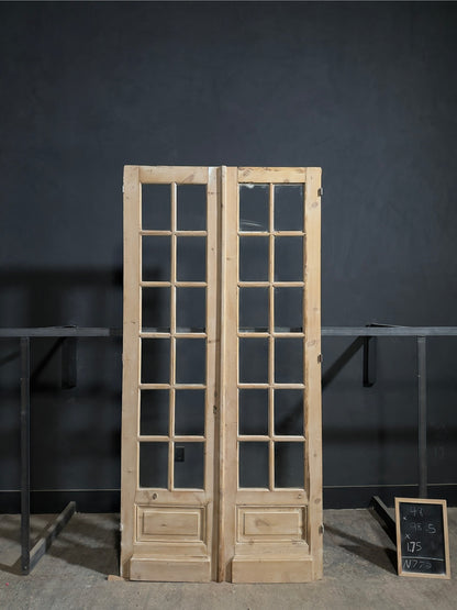 Antique Clear Glass Raised Panel French Doors - 48x98.5 - N772