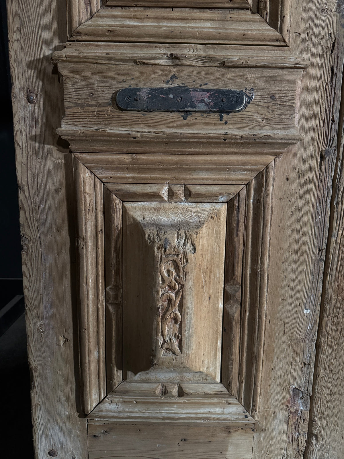 Antique Carved 3 Panel Double Doors - 51.5x104.5 - N544