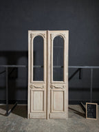 Antique Carved 1 Lite Arched French Doors - 45x99.5 - N271