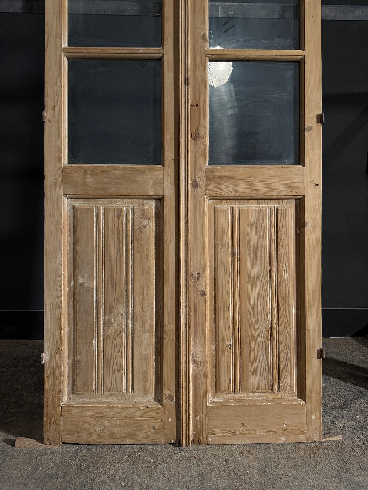 Antique Obscured Glass 3 Lite French Doors - 36.5x85.5 - N576