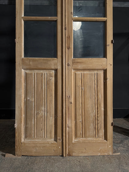 Antique Obscured Glass 3 Lite French Doors - 36.5x85.5 - N576