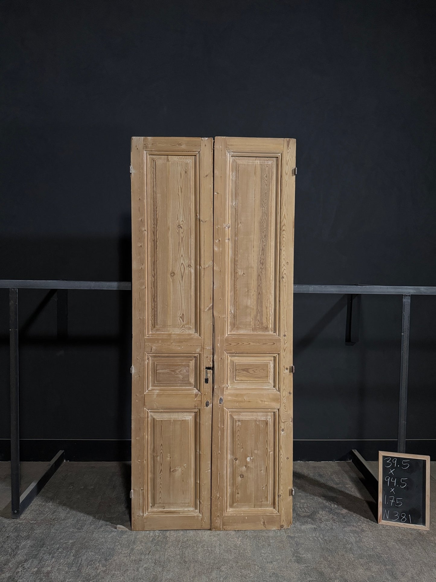 Antique 3 Panel Solid Double Doors - 39.5x94.5 - N381