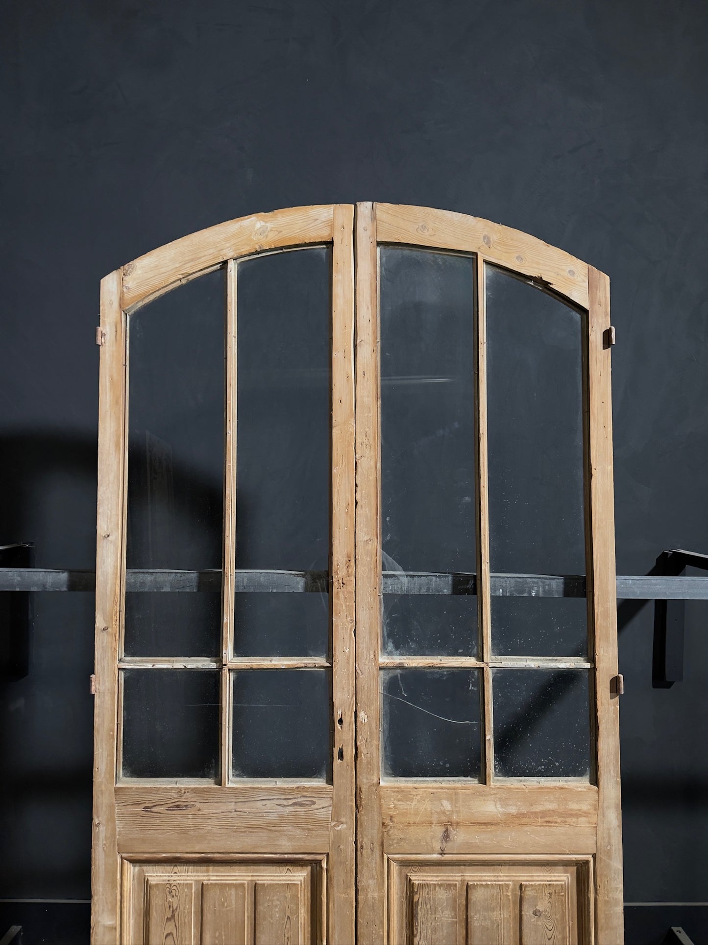 Antique Glass 4 Lite Arched French Doors - 50x96 - N246