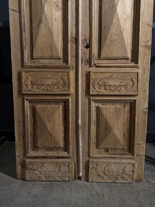 Antique Carved Angel Raised Panel Double Doors - 50x92 - N746