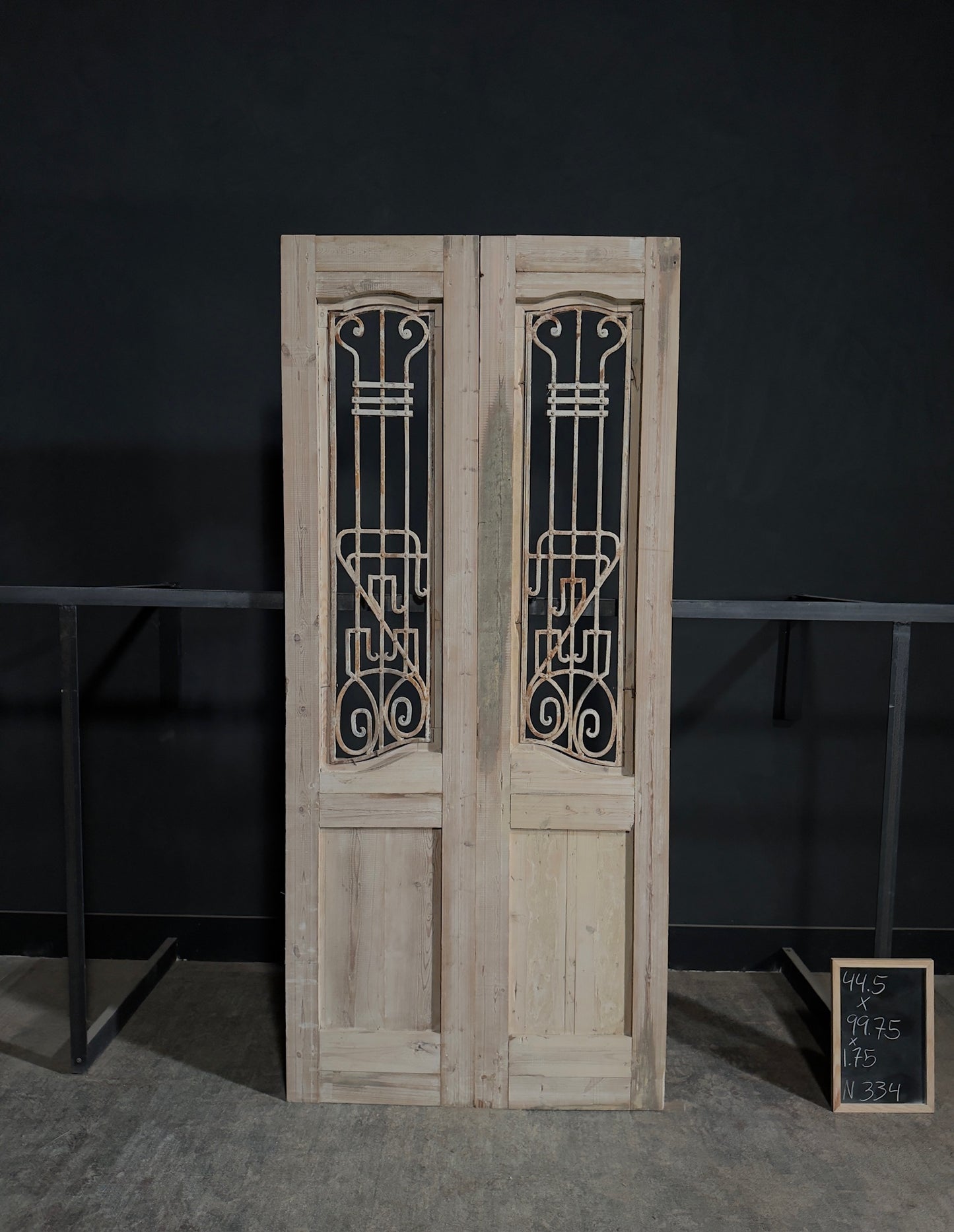 Antique Carved Iron French Doors - 44.5x99.75 - N334