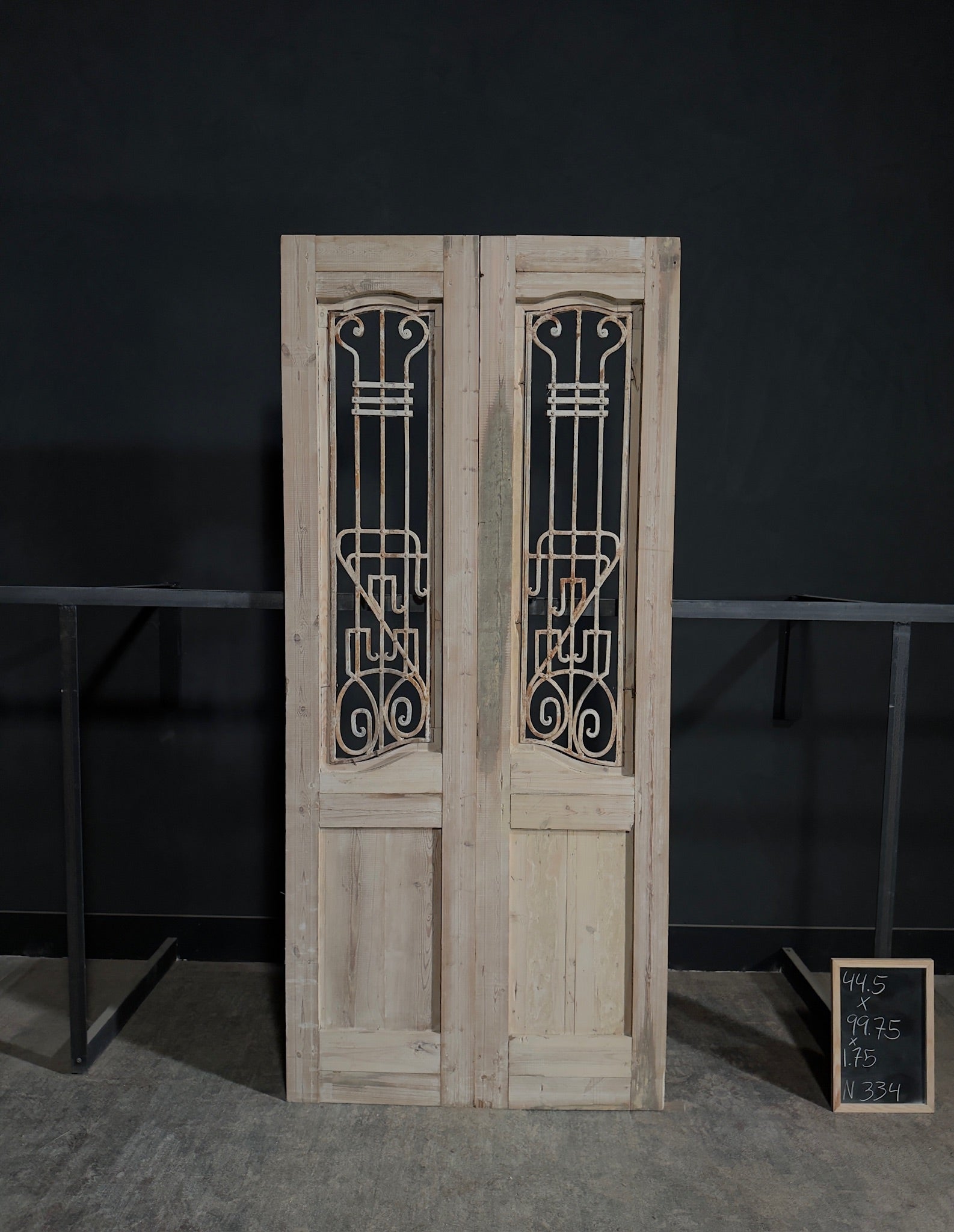 Antique Carved Iron French Doors - 44.5x99.75 - N334