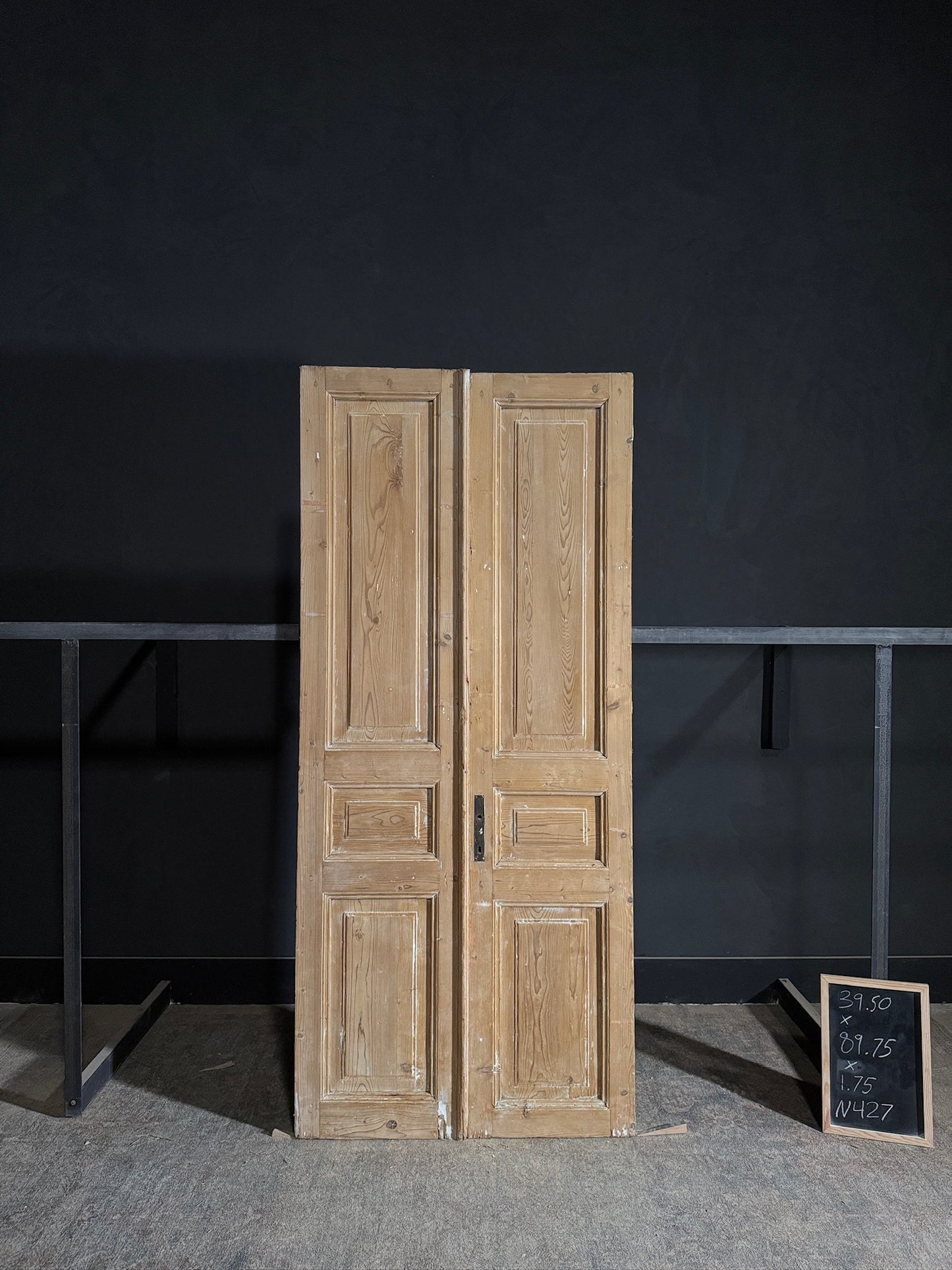 Antique 3 Panel Solid Double Doors - 39.5x89.75 - N427