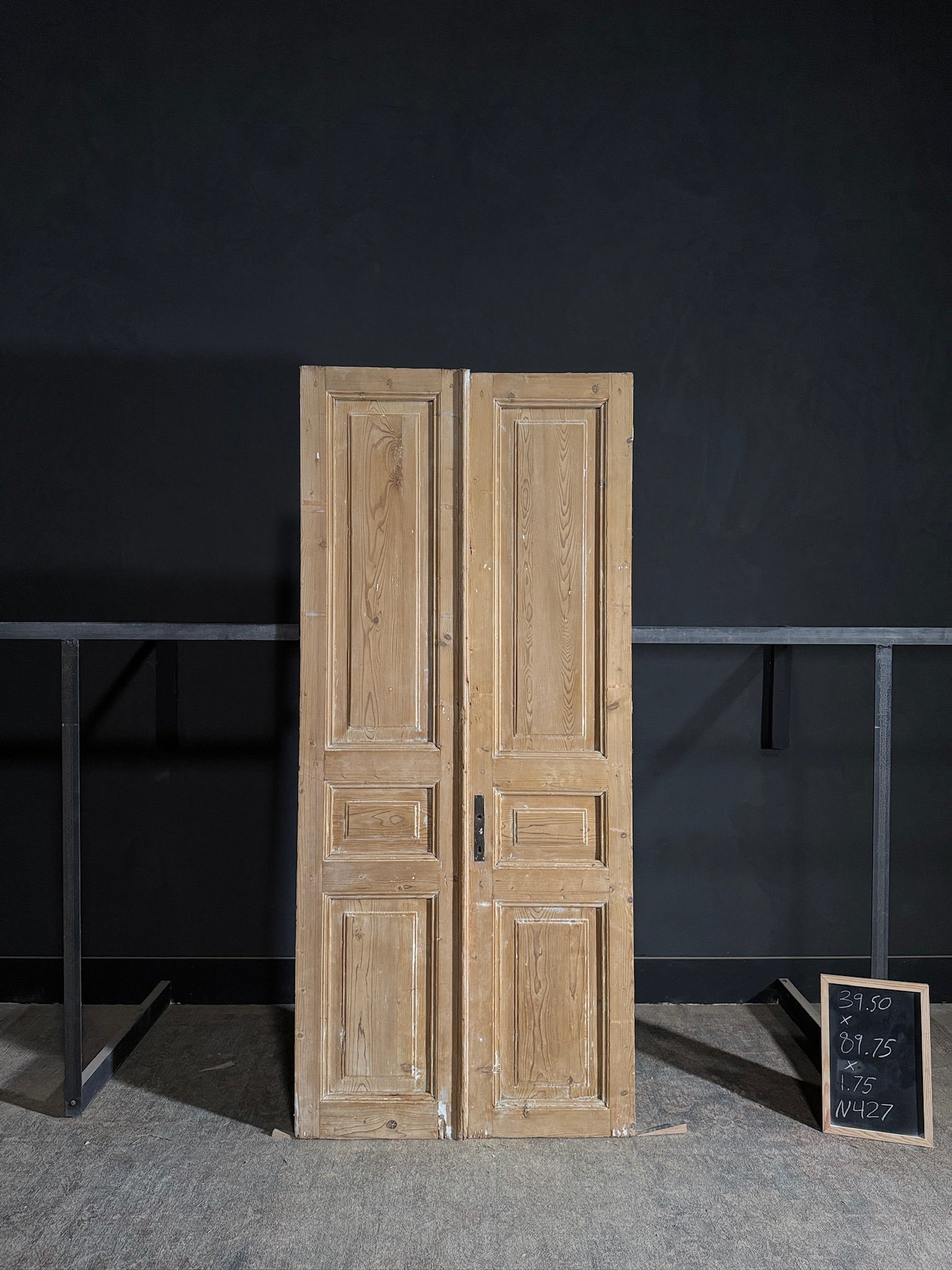 Antique 3 Panel Solid Double Doors - 39.5x89.75 - N427