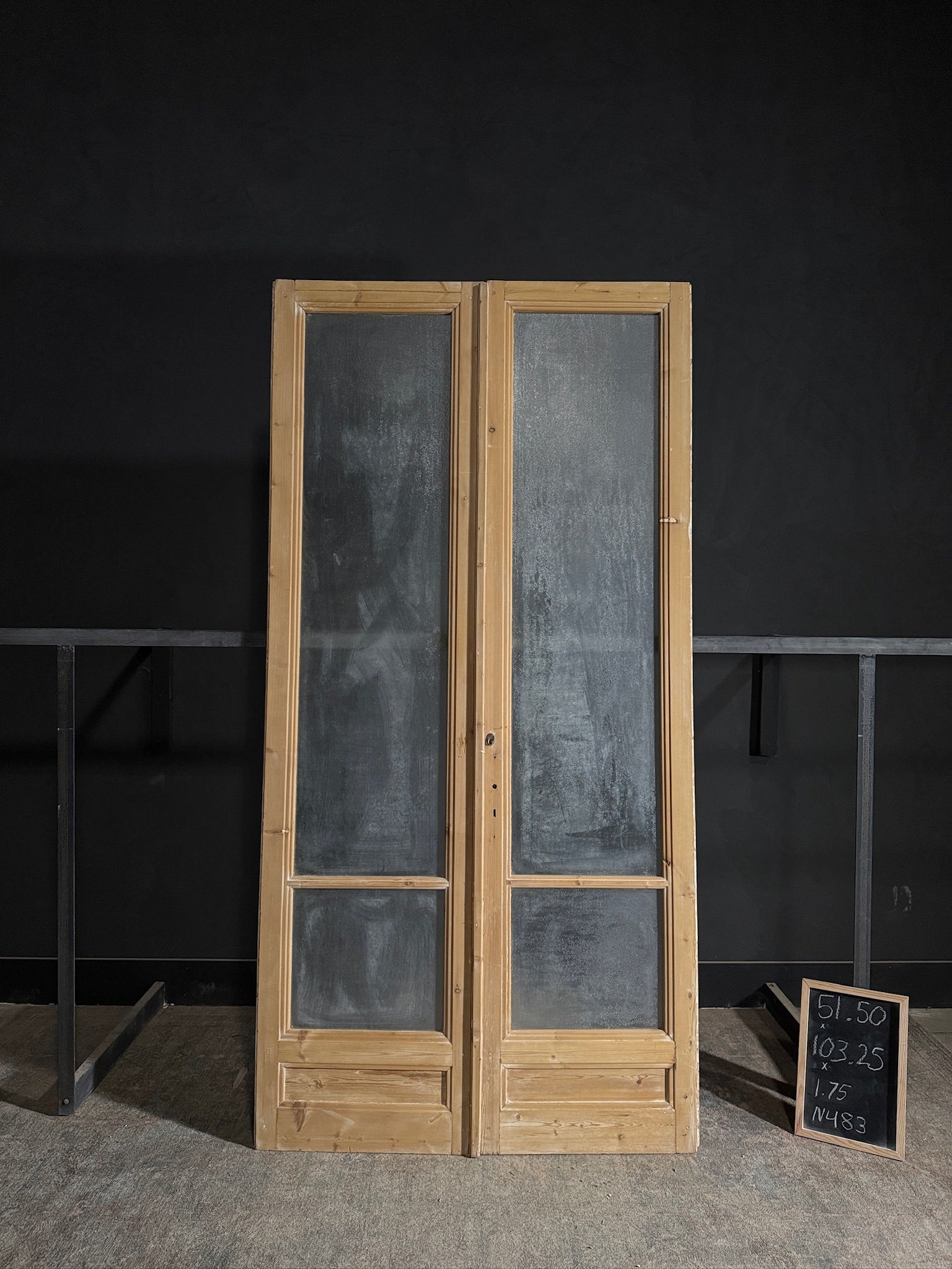 Antique Obscured Glass 2 Lite French Doors - 51.5x103.25 - N483