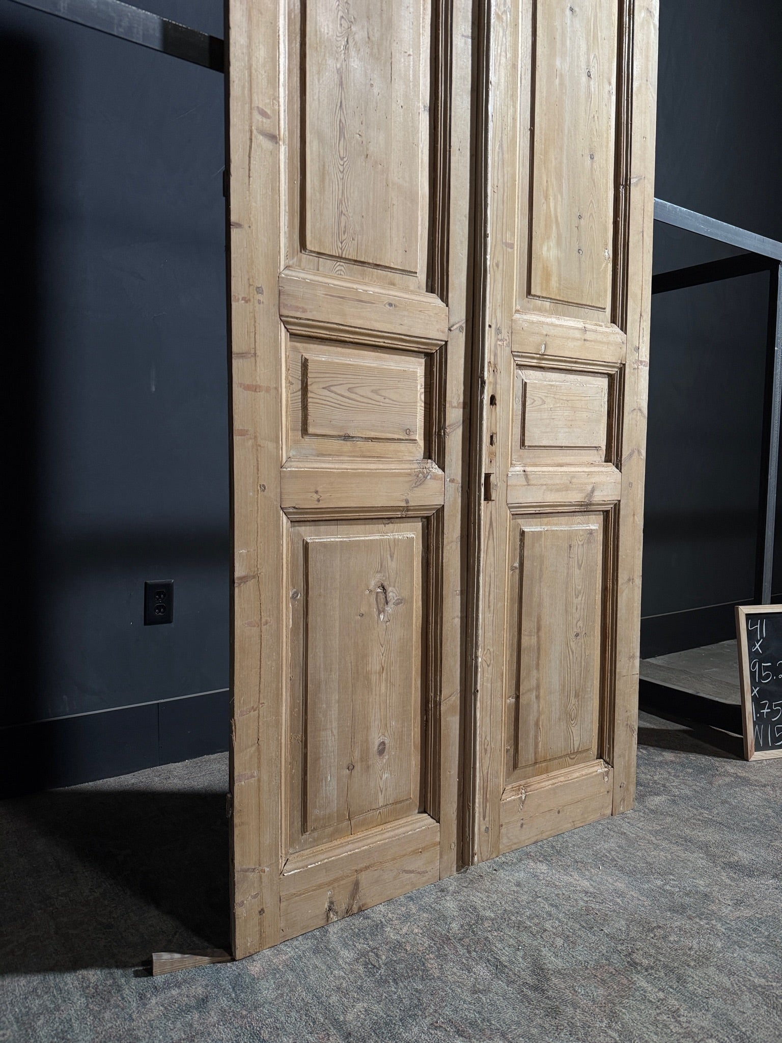 Antique 3 Panel Solid Double Doors - 41x95.25 - N158