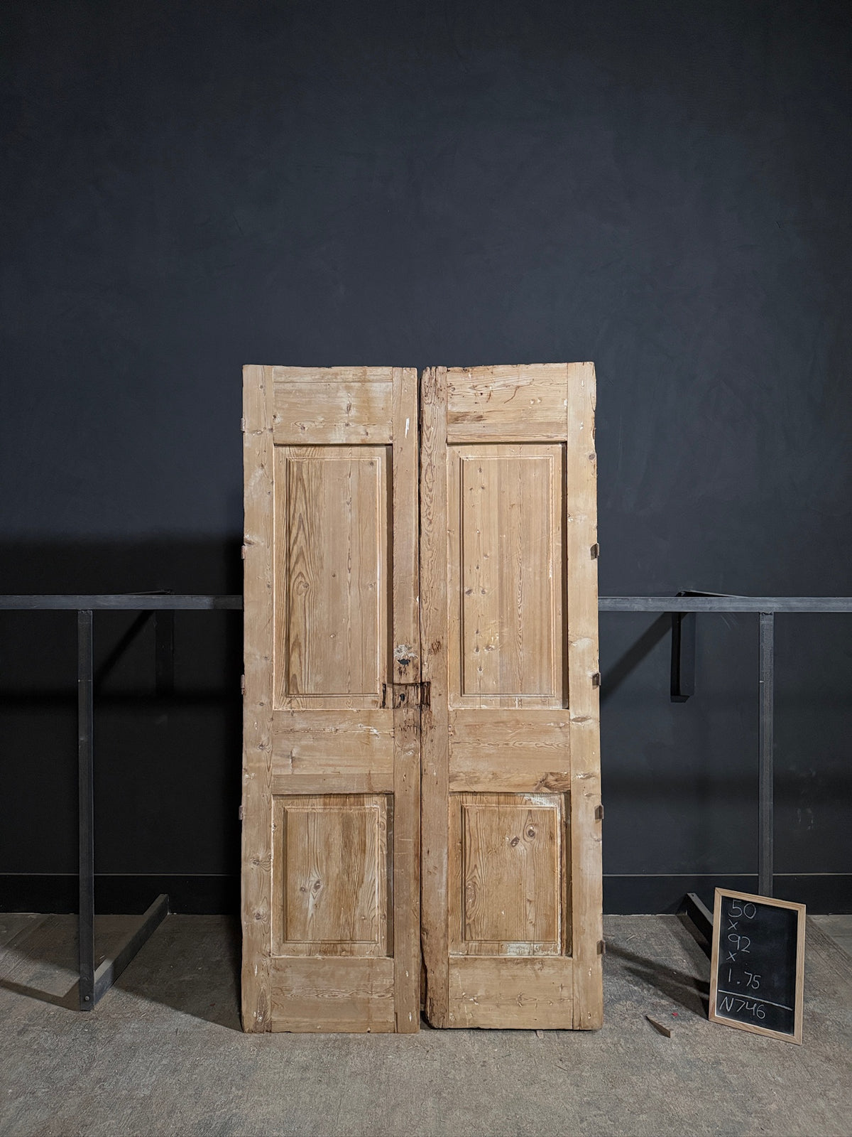 Antique Carved Angel Raised Panel Double Doors - 50x92 - N746