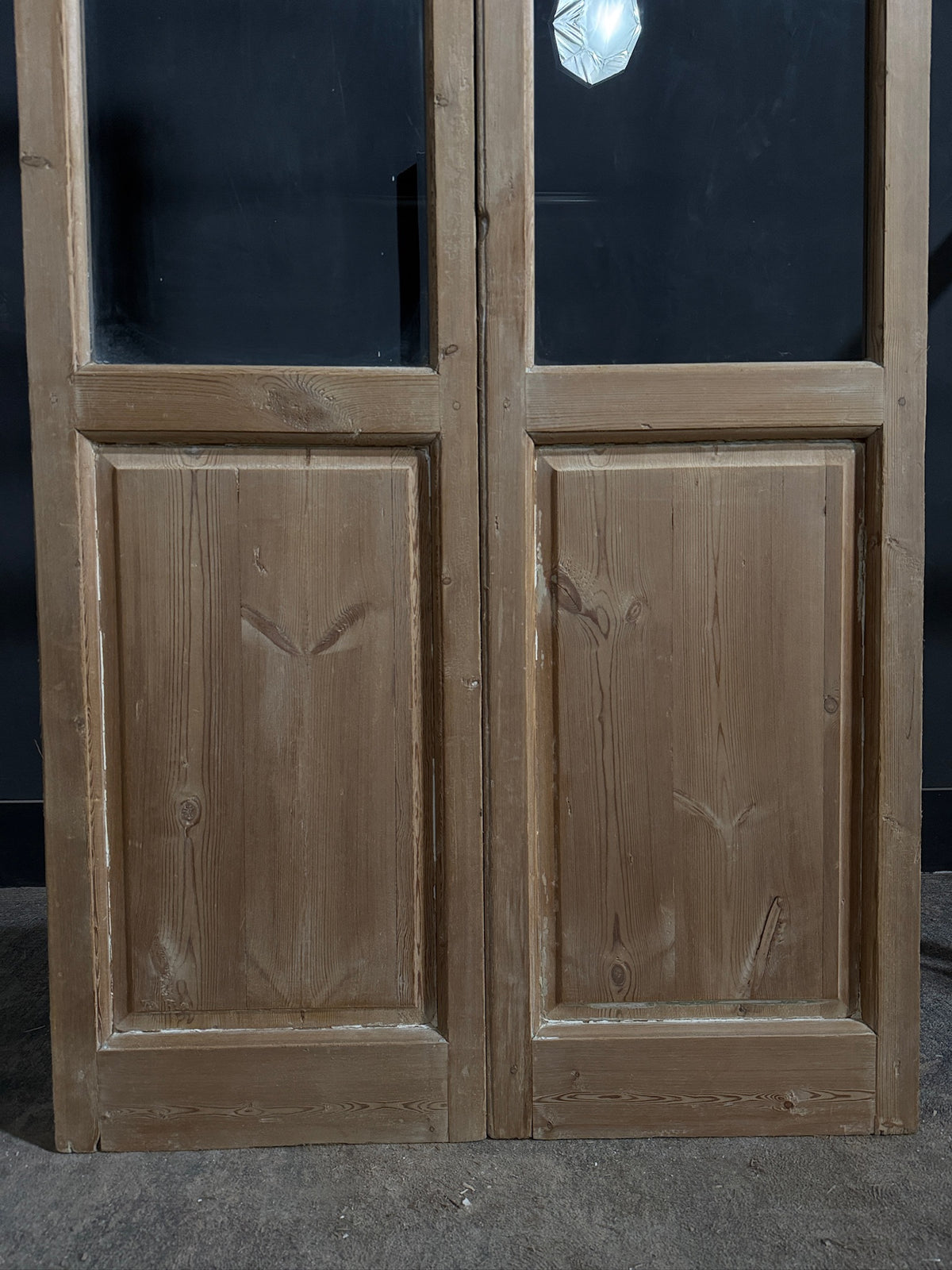 Antique Raised Panel Clear Glass French Doors - 39.5x87 - N773