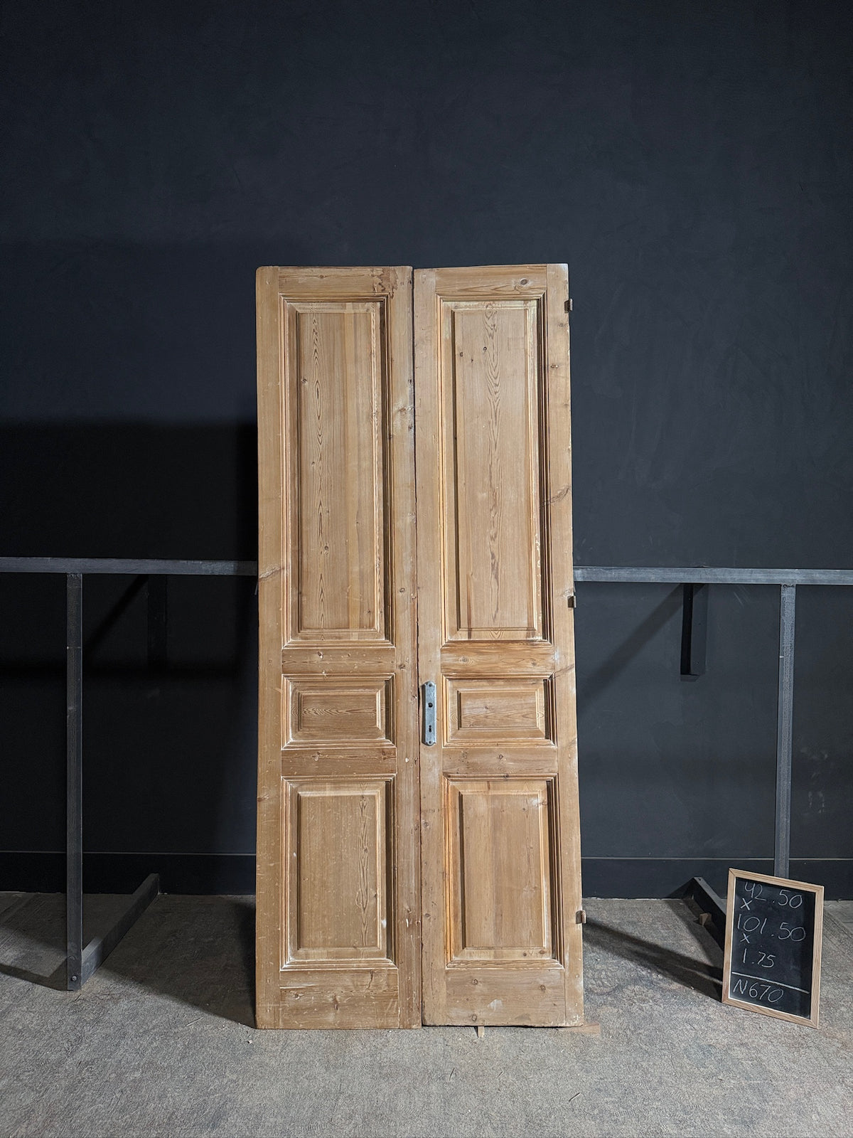 Antique 3 Panel Solid Double Doors - 42.5x101.5 - N670