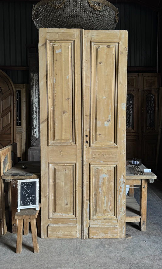 Antique 4 Panel Double Doors - 42.75x103 - L576