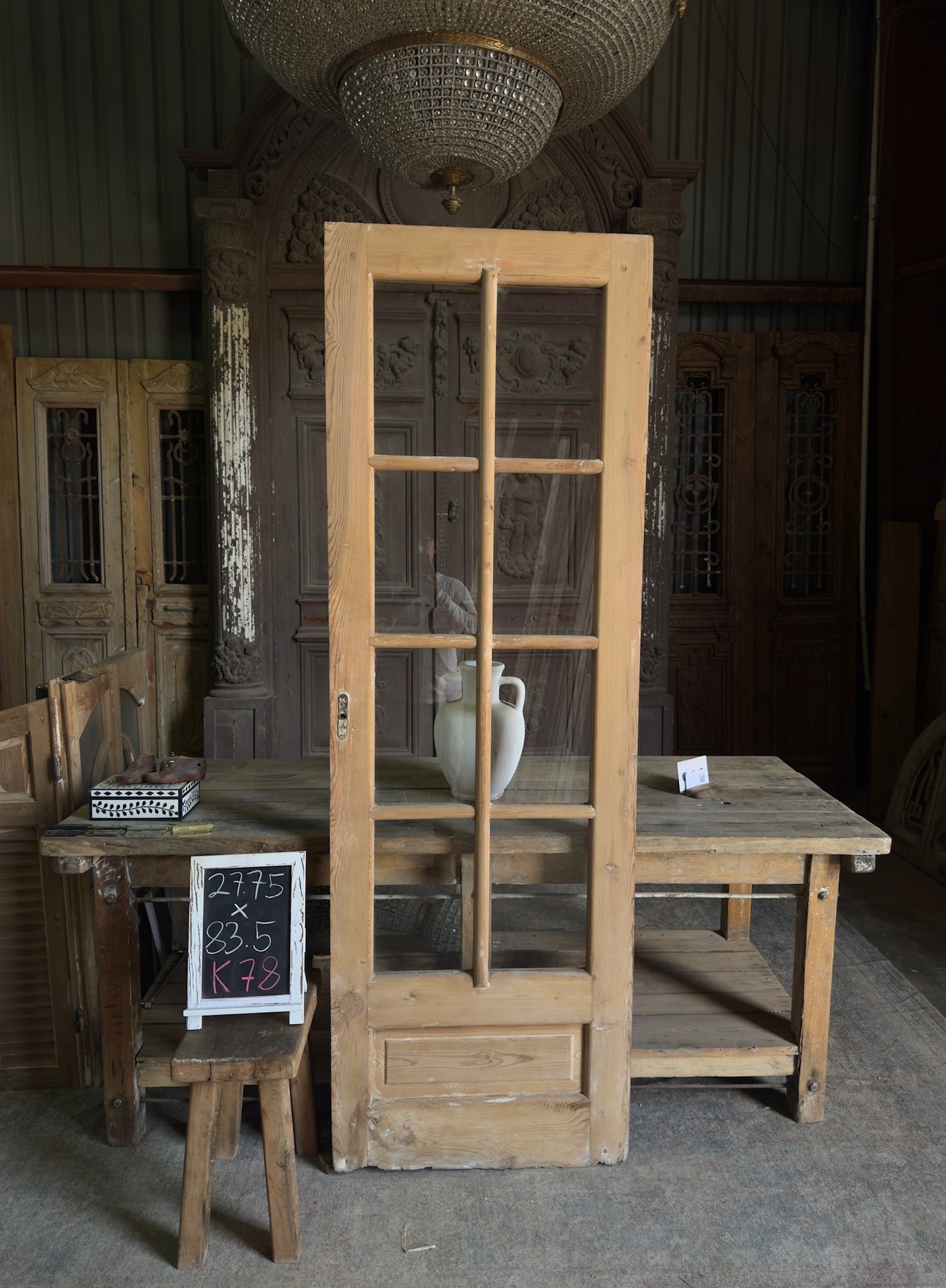 8 Lite Antique Glass Single Door - 27.75x83.5 K78