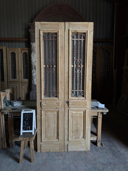 Classic 19th Century Antique Iron French Doors - 39.5x92 J19