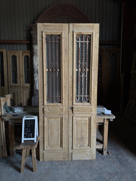 Classic 19th Century Antique Iron French Doors - 39.5x92 J19