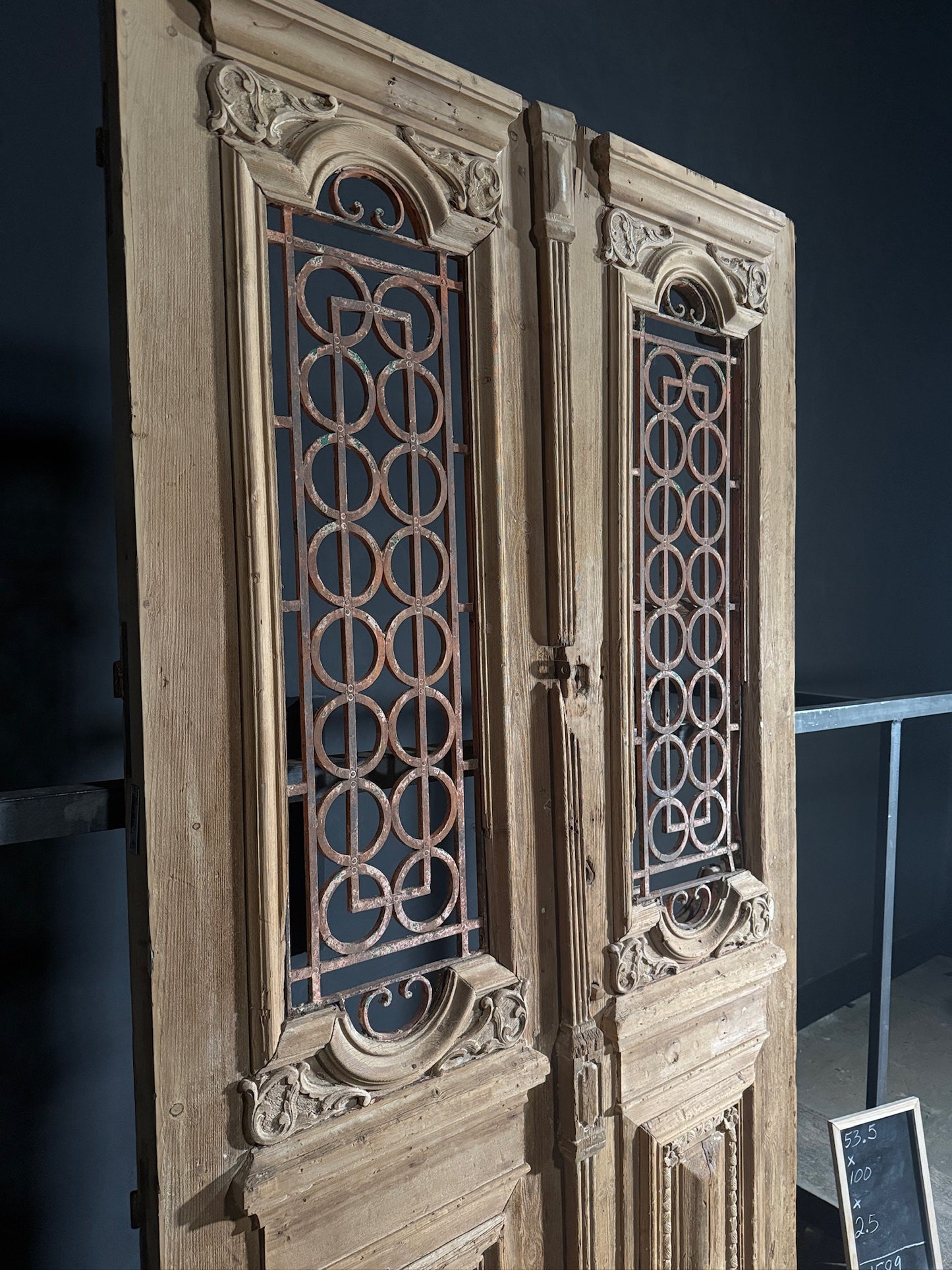Antique Carved Iron French Doors - 53.5x100 - N589