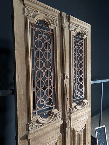 Antique Carved Iron French Doors - 53.5x100 - N589