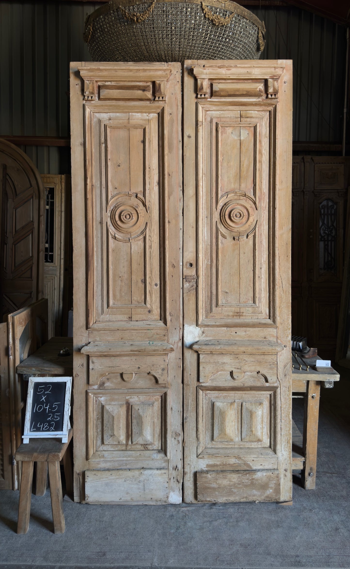 Grand Carved Solid French Entry Doors - 52x104.5 - L482