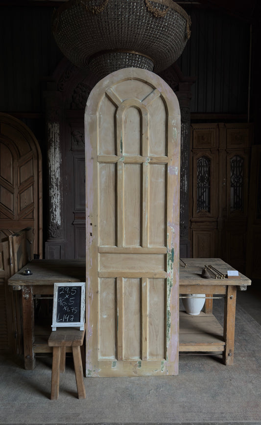 Arched Panel Antique Solid Single Door - 29.5x96.5 - L147