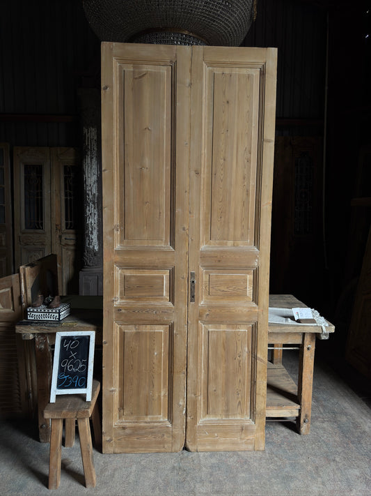 3 Panel Antique Solid French Doors - 40x96.25 J390