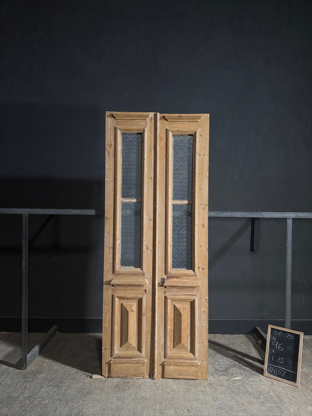 Antique Obscured Glass 1 Lite French Doors - 37.75x96 - N657