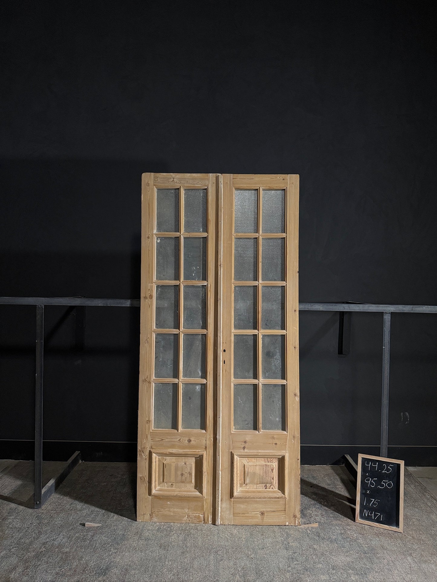 Antique Obscured Glass French Doors - 44.25x95.5 - N471