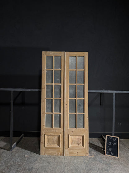 Antique Obscured Glass French Doors - 44.25x95.5 - N471