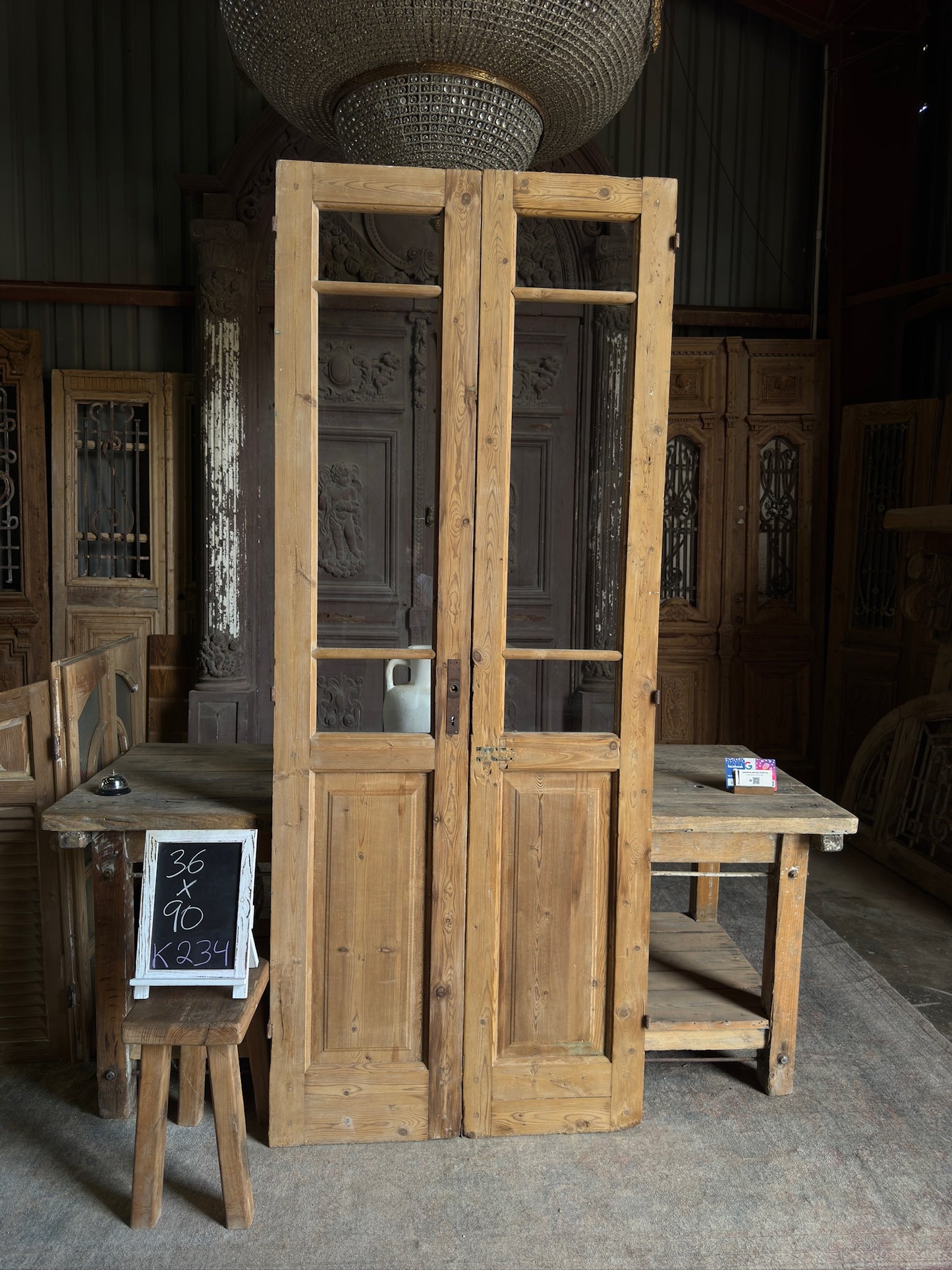 Antique Glass French Doors - 36x90 K234