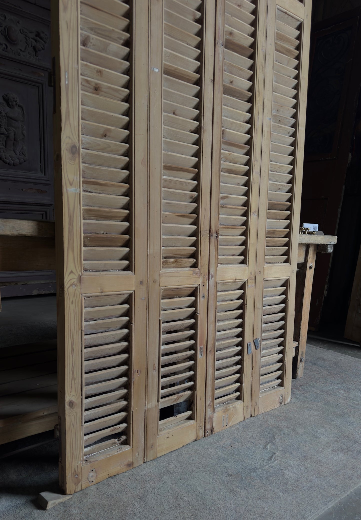 European French Antique Louvered Shutters - 43x89.5 - L406