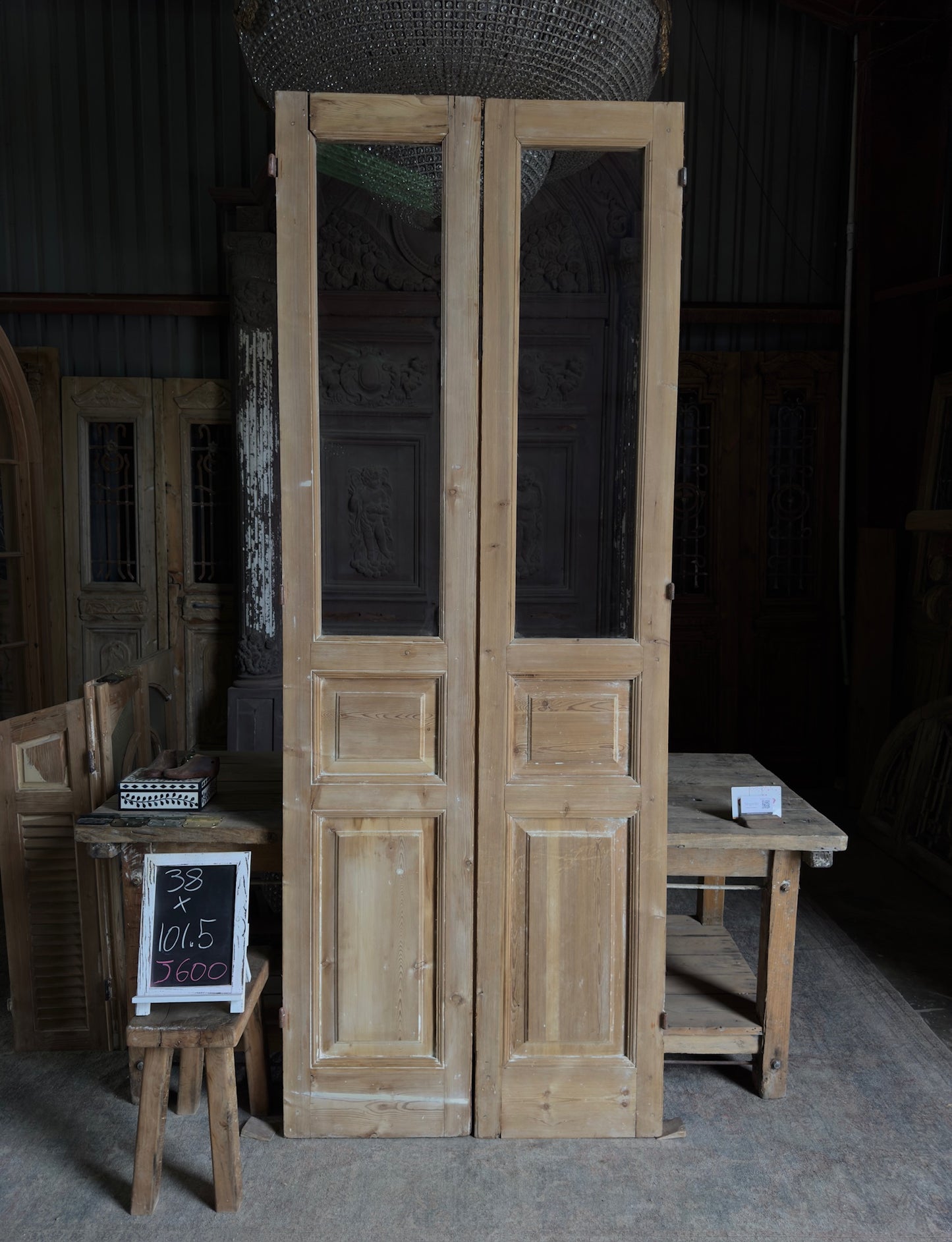 Glass Antique French Doors - 38x101.5 J600