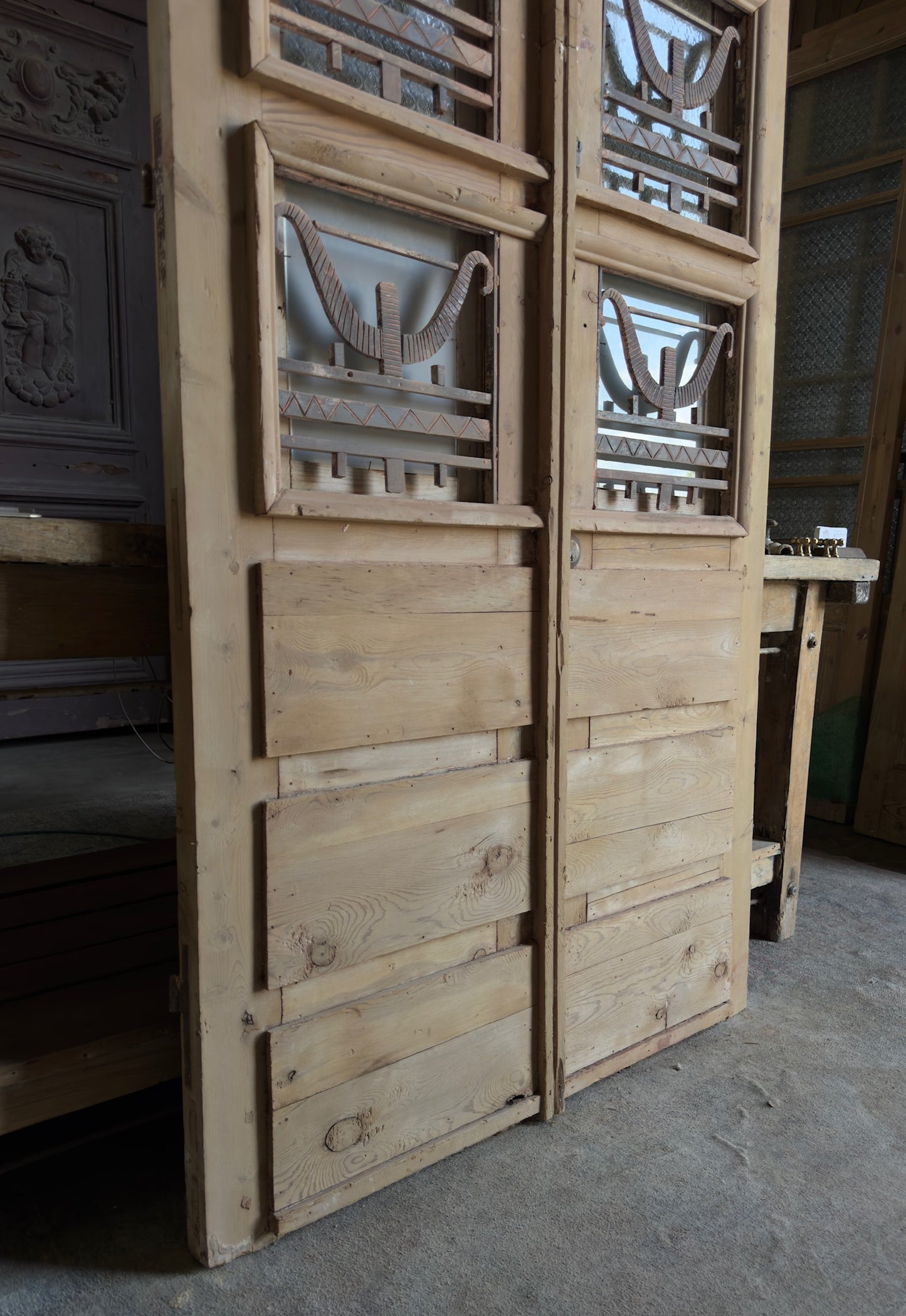 Antique Iron 4 Lite French Doors - 39.5x82 - L661