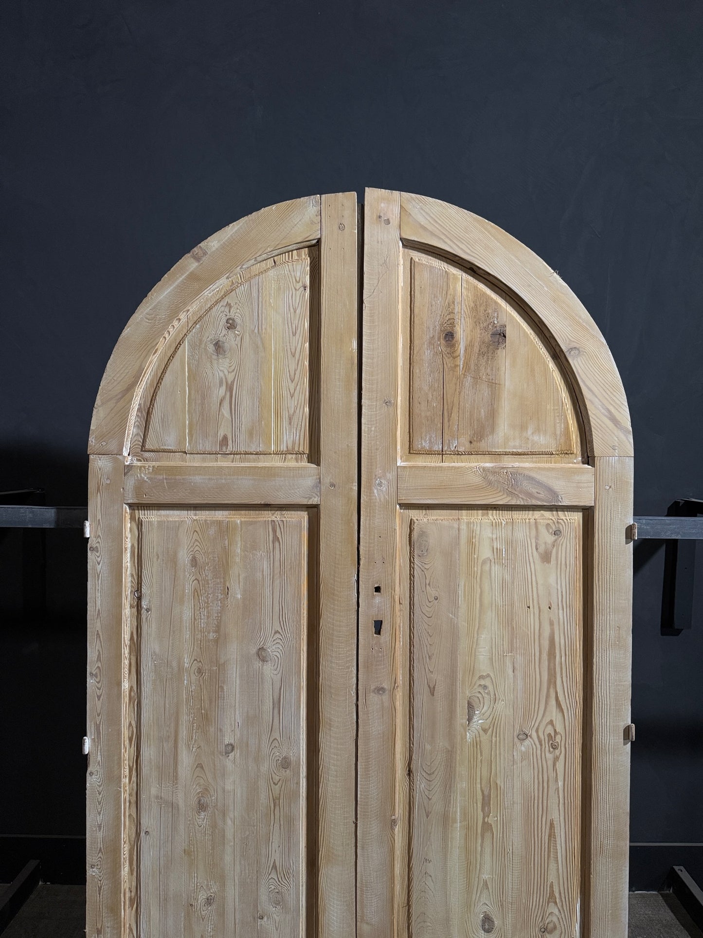 Antique Carved 2 Panel Arched Double Doors - 52.5x90.5 - N262