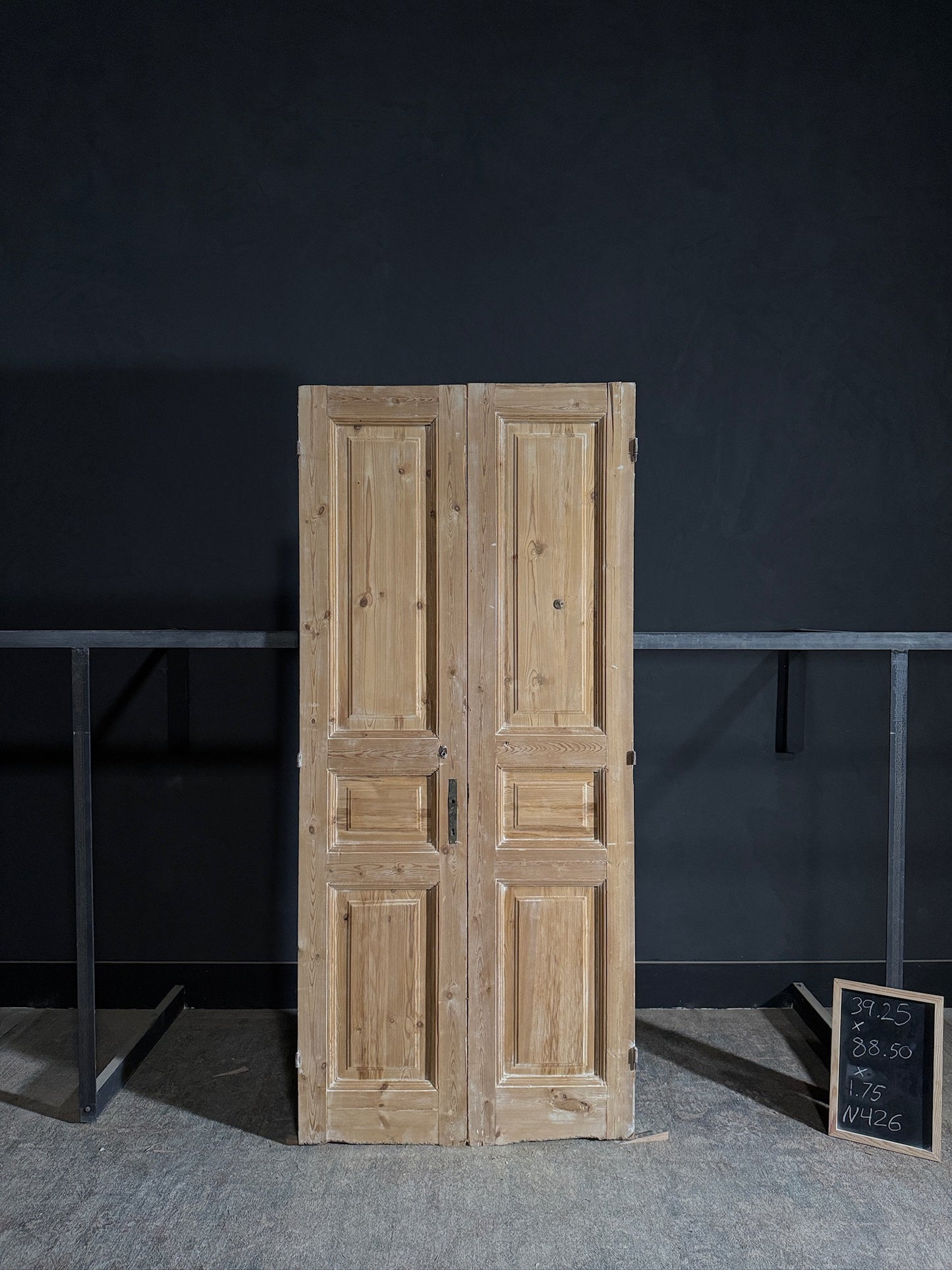 Antique 3 Panel Solid Double Doors - 39.25x88.5 - N426