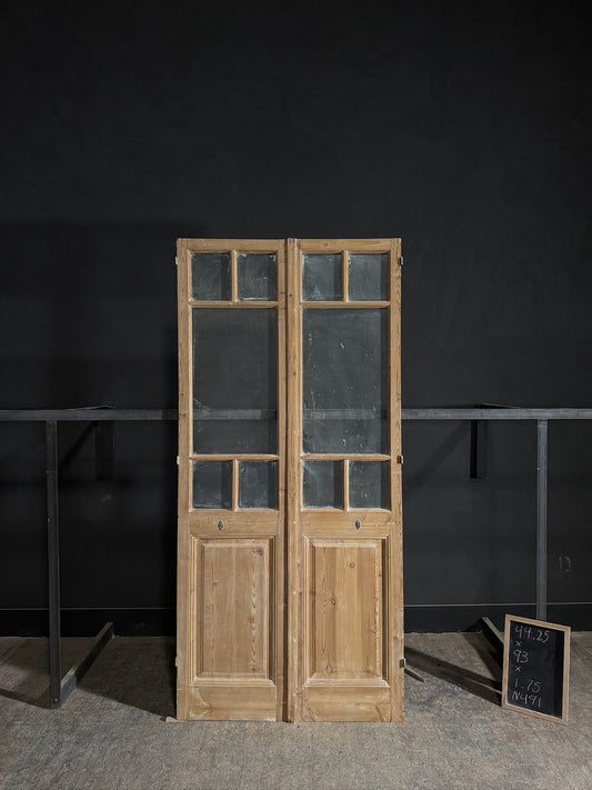 Antique Glass 5 Lite French Doors - 44.25x93 - N491
