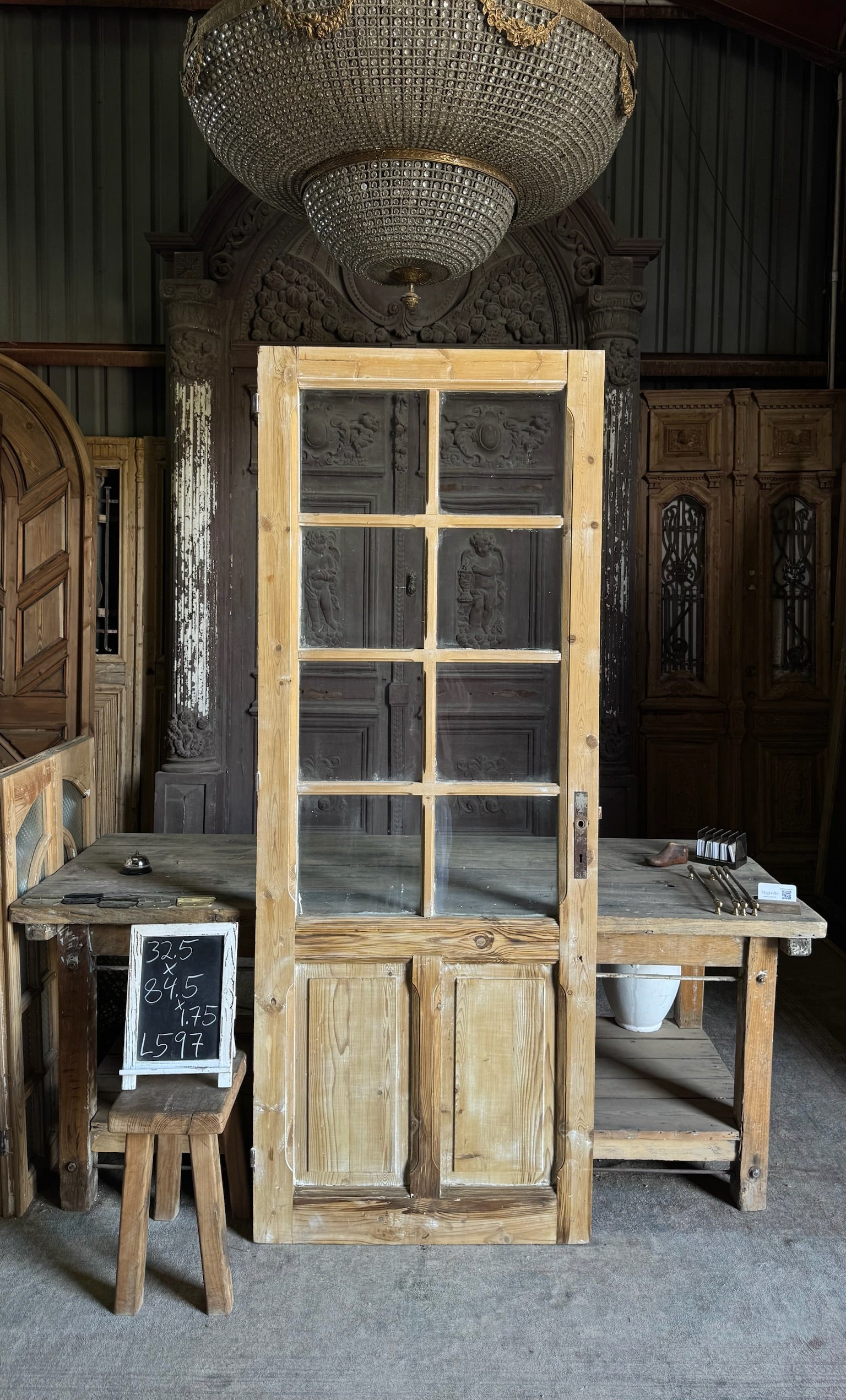 Antique Glass 9 Lite French Door - 32.5x84.5 - L597