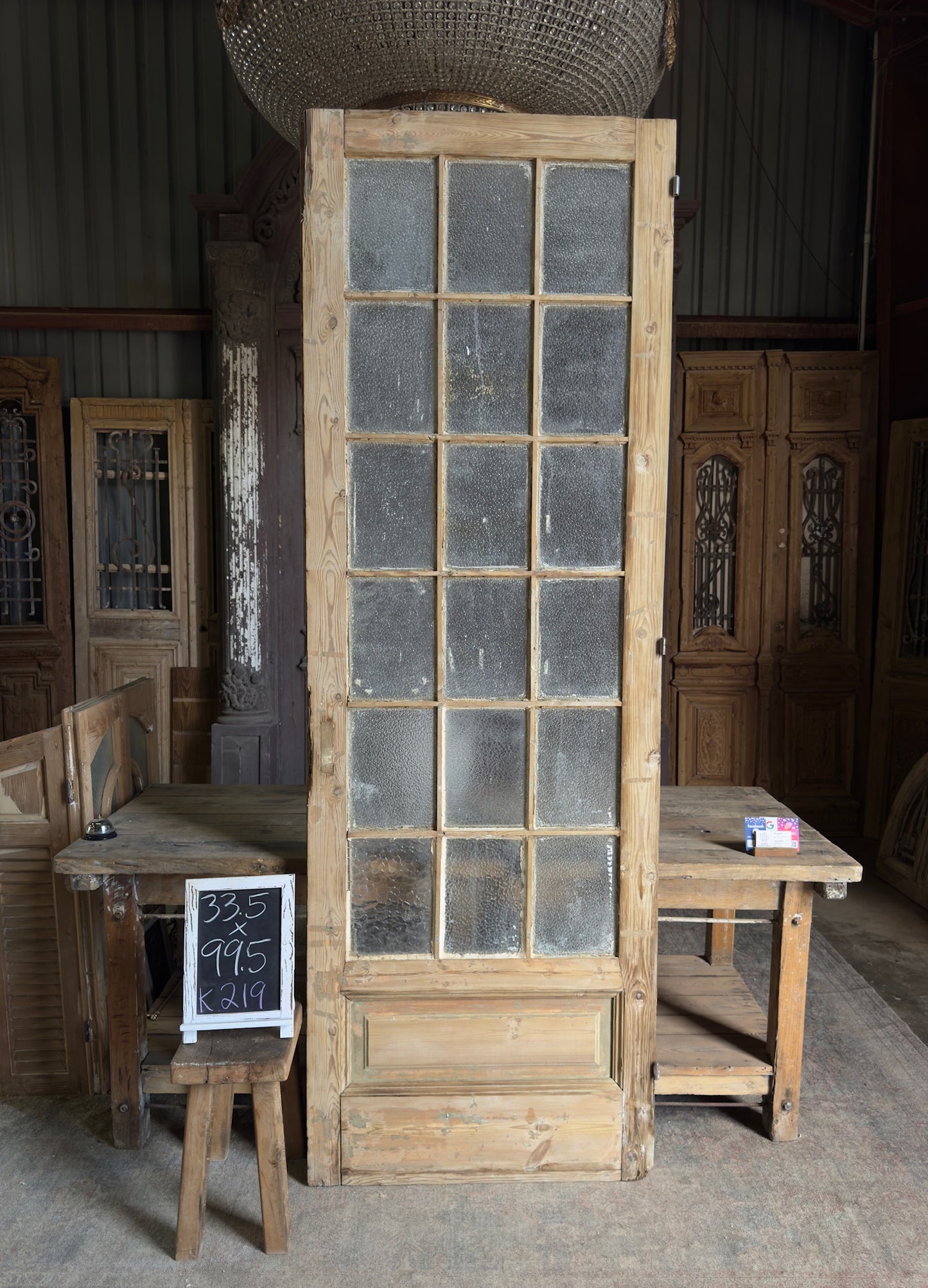 18 Lite Antique Glass Single Door - 33.5x99.5 K219