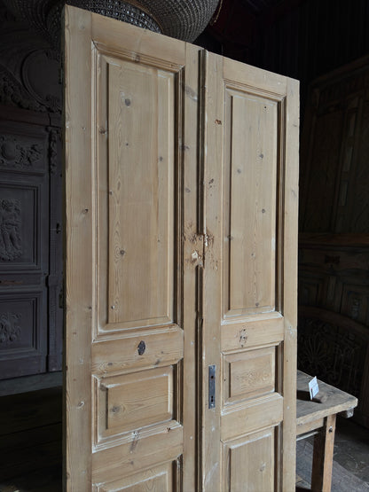 3 Panel Antique Solid French Doors - 38.75x90.5 K59